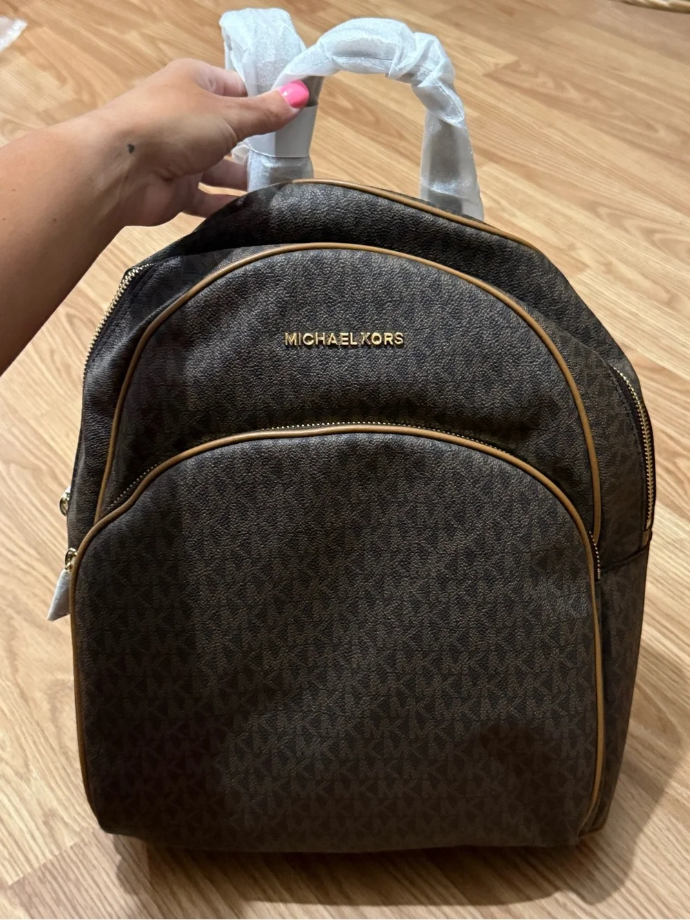 Michael Kors Brown Large Signature MK Backpack